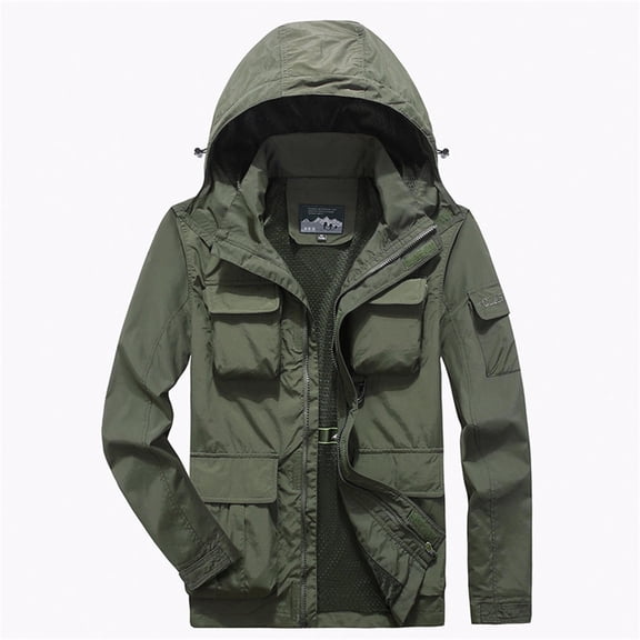 Fgnfyis Jackets for Men Lightweight Loose Quick Drying Outdoor Sports Windbreaker Thin Big Size Plus Mens Winter Coats Green XXXXL