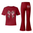 thumbnail image 5 of JIAYUE Outfit Sets For Children Cartoon Print Short Sleeve Crew Neck Pullover T Shirt Flared Pants Elegant For Little One Modern Outfit, 5 of 5