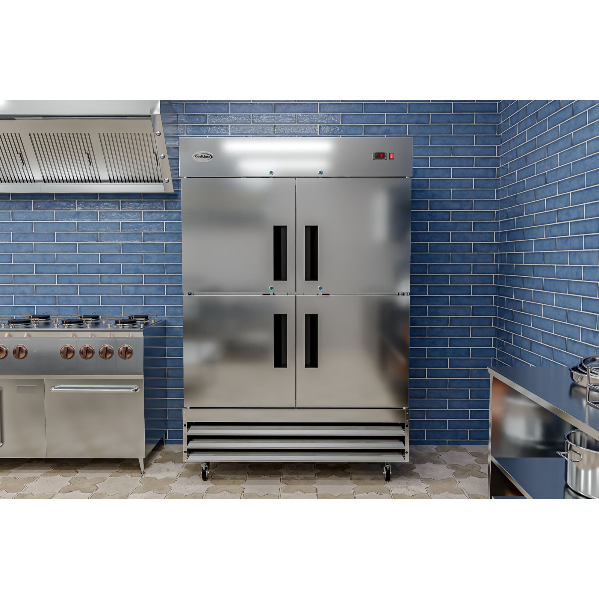 Koolmore 54" Commercial Stainless Steel Half Door Reach-In Refrigerator - Silver