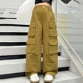 thumbnail image 4 of Otqutp Girl's Elastic High Waist Cargo Pants Y2k Wide Leg Sweatpants Loose Baggy Pants Teen Girl School Trendy Plus Size Clothes, 4 of 9