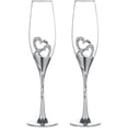 thumbnail image 1 of Juego de copas de champán creativas de 2 piezas, copas de cristal de boda, copas de corte de regalo de champán de boda en forma de corazón, plata-- Computadora Computadora Computadora portátil, 1 of 5