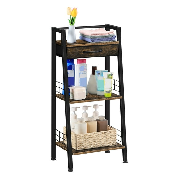3-tier stepped shelves with drawers Small bathroom storage shelves Freestanding shelves Bookshelves