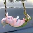 thumbnail image 3 of JoyMoreHome Animal Statue for Garden,Hanging on Tree Branch Rabbit or Pig Swing Statue Outdoor Garden Decoration, Housewarming Gift, Comes with Rope and Hook, 3 of 6