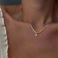 thumbnail image 4 of Collar con inicial de letra de circonita CZ pequeña a la moda para mujer, cadena de serpiente de acero inoxidable chapada en oro, collares con colgante del alfabeto AZ, 4 of 4