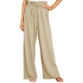 thumbnail image 1 of Pantalones de piernas anchas para mujer con cintura elástica, cinturón de lazo, pantalones larg Abanopi Pantalones de mujer, 1 of 6