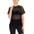 thumbnail image 5 of INSPIRE CHIC Women's Mesh Cover Up Raglan Sleeve Sheer Fishnet T-Shirt Top Black S, 5 of 6