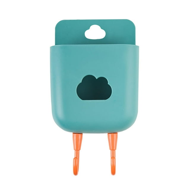 Mefallenssiah Punch-Free Wall Hanging Storage Rack Double Hook Mobile Phone Charging Stand Small Storage Box