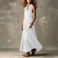 thumbnail image 6 of Ihhxva Women's Sleeveless Solid Stretchable Cowl Neck Cotton Maxi Dress with Pockets Summer Beach Sundress S-2XL, 6 of 7