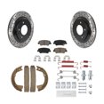 thumbnail image 1 of Transit Auto Rear Disc Drilled & Slotted Rotors Ceramic Pads Parking Brake Shoes and Hardware Kit for Car Hyundai Sonata Azera KDC-101649, 1 of 11