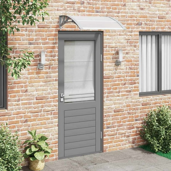 vidaXL Front Door Canopy, Outdoor Awning for Porch & Patio, 31.5x31.5 Inches Gray & Transparent