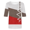 thumbnail image 5 of Savings Elbow Length Crewneck Shirts Women Casual Loose Patchwork T-Shirts Summer Basic Tunic Tops (S, White), 5 of 5