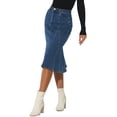 thumbnail image 4 of INSPIRE CHIC Women's Skirts Fishtail Bodycon High Waist Midi Jean Denim Skirt S Dark Blue, 4 of 6