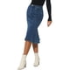 thumbnail image 4 of Faldas de mujer INSPIRE CHIC, midi de mezclilla con cola de pez y cintura alta, talla S, azul oscuro, 4 of 6