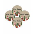 thumbnail image 7 of 15 Inch Round Placemats Set of 4, Christmas Snowman Non Slip Heat Insulation PP Table Mats, Brown Winter Snowflake Xmas Pine Tree Washable Place Mats for Kitchen Dining Party Table Decor, 7 of 7