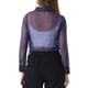 thumbnail image 3 of CAMISA DE MANGA LARGA TRANSPARENTE CON CUELLO PUNTA Y BOTONES PARA MUJER INSPIRADA CHIC TALLA M AZUL OSCURO, 3 of 6