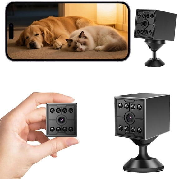 Mini Home Security Camera, 1080P HD Hidden with Night Vision & Motion Detection, 1200mAh 130 Wide Angle Lens 360 Manual Rotation