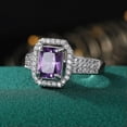 thumbnail image 2 of 6*8mm Princess Purple AAA Topaz Cz Band Womens 925 Silver Wedding Ring Size 6-10, 2 of 5