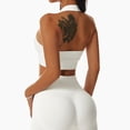 thumbnail image 2 of Sujetador de yoga para mujer con cuello en U y espalda descubierta, elástico, sin costuras, con almohadilla para el pecho, color blanco L, 2 of 7