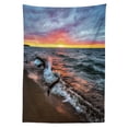 thumbnail image 3 of Ambesonne Landscape Tablecloth Rectangular Table Cover, Sunset Horizon Lake, 60"x84", Blue Grey Orange, 3 of 4