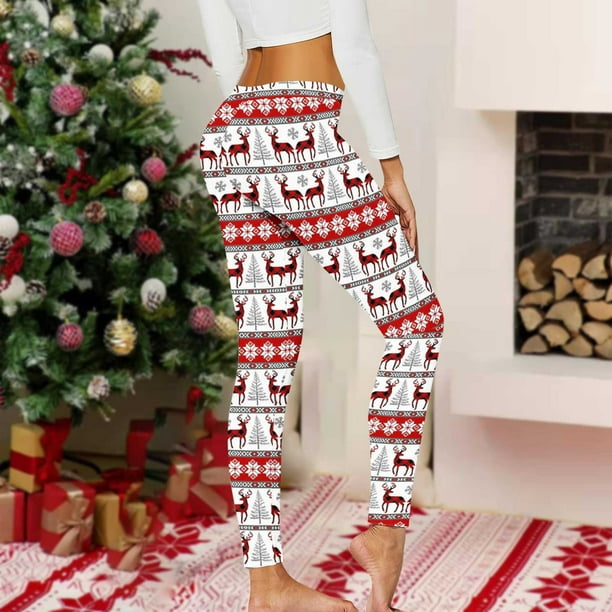 New Year New You! Feltree Yoga Pants Women's Christmas Running Printing  Elasticity Pants Workout Leggings Yoga Pants White L 