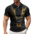 thumbnail image 7 of adaychics Button Up T Shirt Men Dragon Print Short Sleeve Graphic Tee Shirts Casual Summer Tops for Vacation Travel, 7 of 7