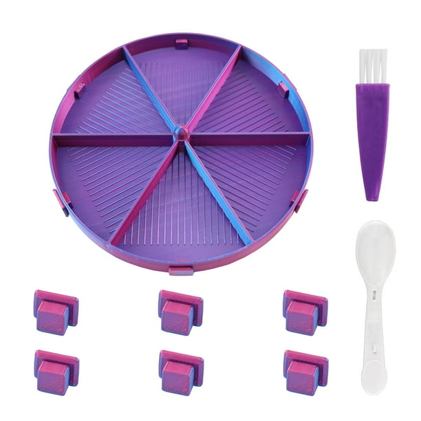 Bandeja clasificadora de cuentas de 15,5 cm, clasificadora de cuentas versátil con cuchara y cepillo para azul y violeta