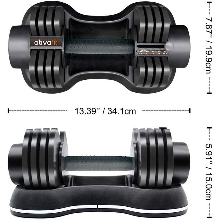 Ativafit Adjustable Dumbbell 27.5 Pound Fitness Dial Dumbbell with Handle and Weight Plate for Home Gym 1 Piece Walmart