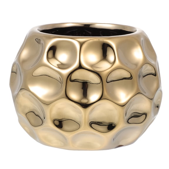 ADDHAT Golden Ceramic Plant Container for Indoor and Outdoor Use 1Pc