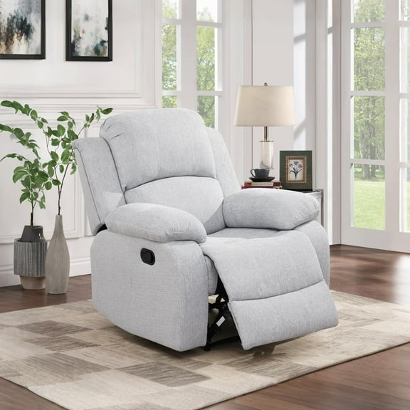 MAYEERTY Recliner Chair, Wear-Resistant Breathable Fabric Reclining Chair with Adjustable Backrest for Living Room, Grey