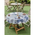 thumbnail image 4 of Outdoor Tablecloths with Umbrella Hole & Zipper, Blue White Floral Round Tablecloth 54 Inch, Spring Botanical Leaves Farmhouse Waterproof Table Cloth, Patio/Pool/Picnic Table Covers, 4 of 8