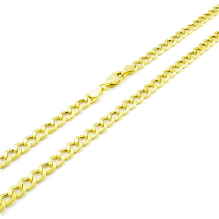 45mm Rose Pendant - 14k Yellow Gold 4.5mm Hollow Cuban Curb Link Chain Pendant Necklace 18