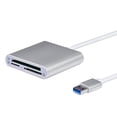 thumbnail image 1 of USB 3.0 Aluminum Alloy 3-in-1 Memory Card Reader - Simultaneous Support for TF, SDXC, CF Cards - High-Speed Data Transfer (10x Faster than USB 2.0) - Compatible with Windows, Mac, OTG-Enabled Devices, 1 of 6