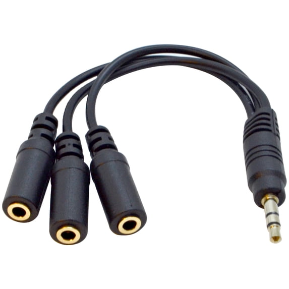 Seismic Audio 9 Inch 3.5mm Stereo Male to Three 3.5mm Female Audio Splitter Cable 1/8" Y Split - SA-Y34