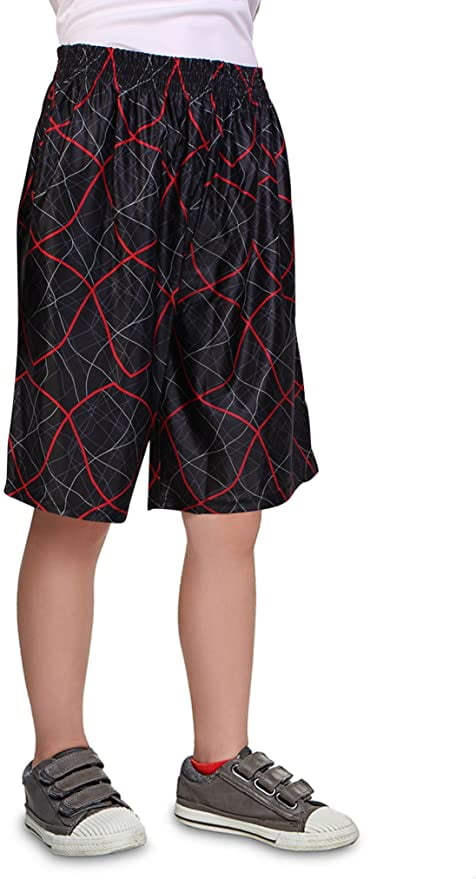 8-18 North 15 Boy's Printed Basketball Long Mesh Shorts with Side Pockets 
