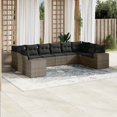 thumbnail image 1 of vidaXL 10 Piece Garden Sofa Set with Cushions Grey Poly Rattan, 1 of 5