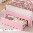 thumbnail image 4 of Hiphuta Twin Size Bed Frame with RGB LED and Power Outlets, Velvet Upholstered Platform Bed with Drawer and Side Storage, Pink, 4 of 8
