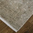 thumbnail image 3 of HomeRoots 512120 10 x 13 ft. Tan Ivory & Gray Abstract Power Loom Distressed Rectangle Area Rug with Fringe, 3 of 5