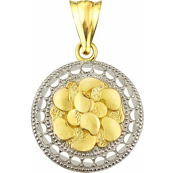 US GOLD 10kt Gold Nugget Disc Charm Pendant