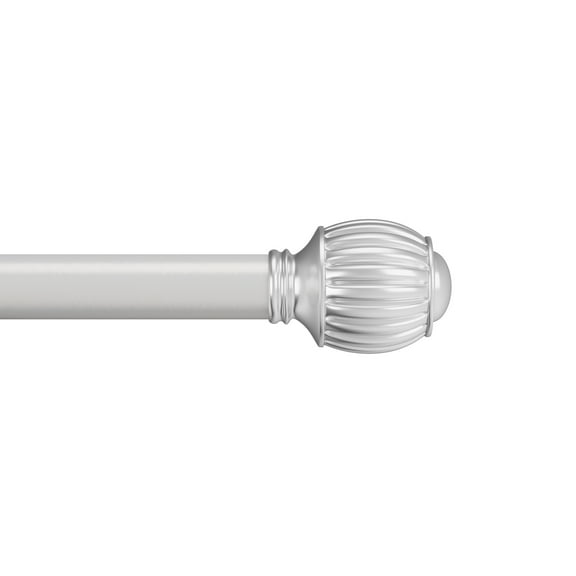 Lavish Home 1-inch Curtain Rod with Fluted Ball Finials fits Windows 66-120" (Silver)