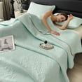 thumbnail image 5 of SPOORYYO Summer Cooler Pad Lightweight Breathable Soft Knitted Quilt Double Side Cooler Blanket Wind Conditioner Quilt Machine Washable Easy to Clean for Hot Sleepers Couch,Mint Green, 150x200CM, 5 of 6