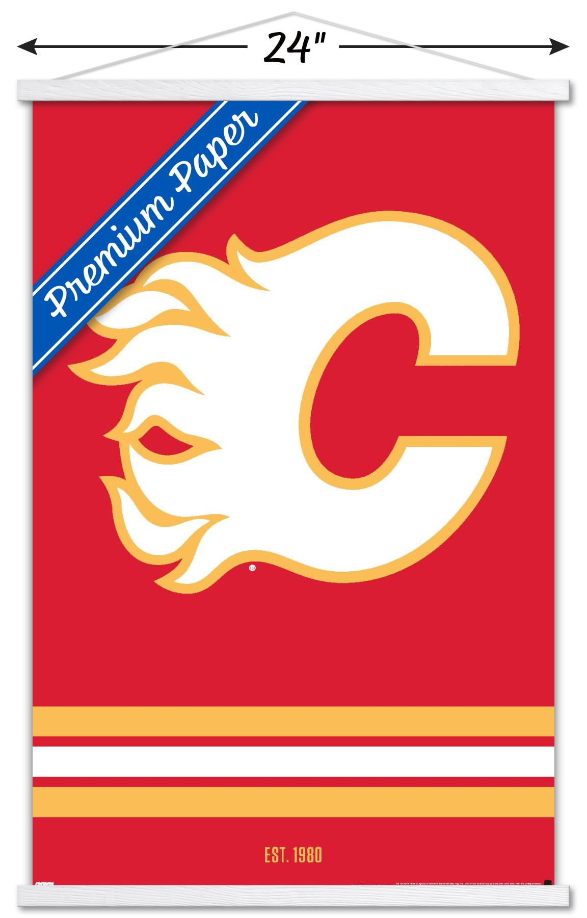 NHL Calgary Flames - Logo 21 Wall Poster with Wooden Magnetic Frame, 22.375" x 34"