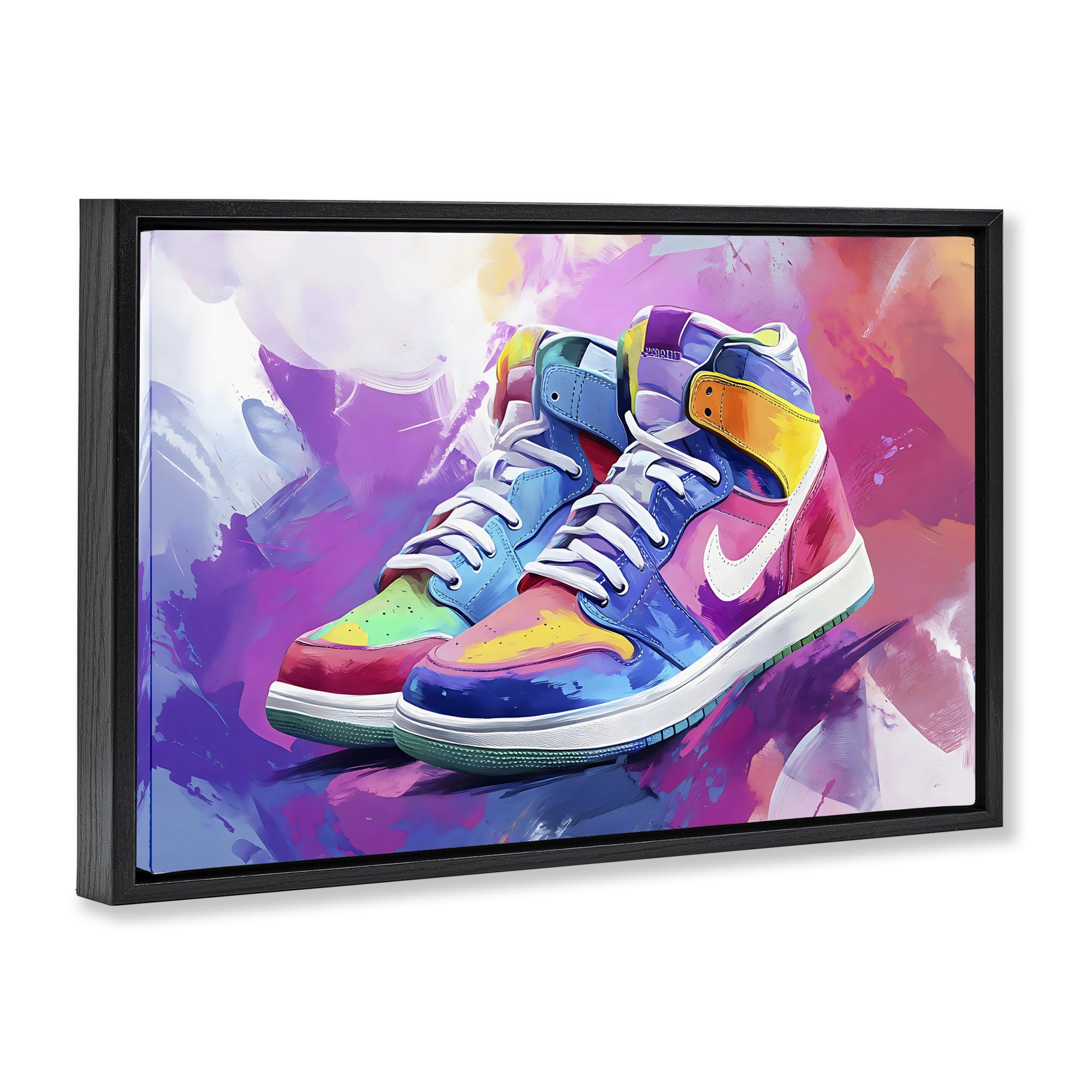 Stupell Industries Stylish Vintage Sneakers Black Framed Floater Canvas Wall Art, design by Creative Studio