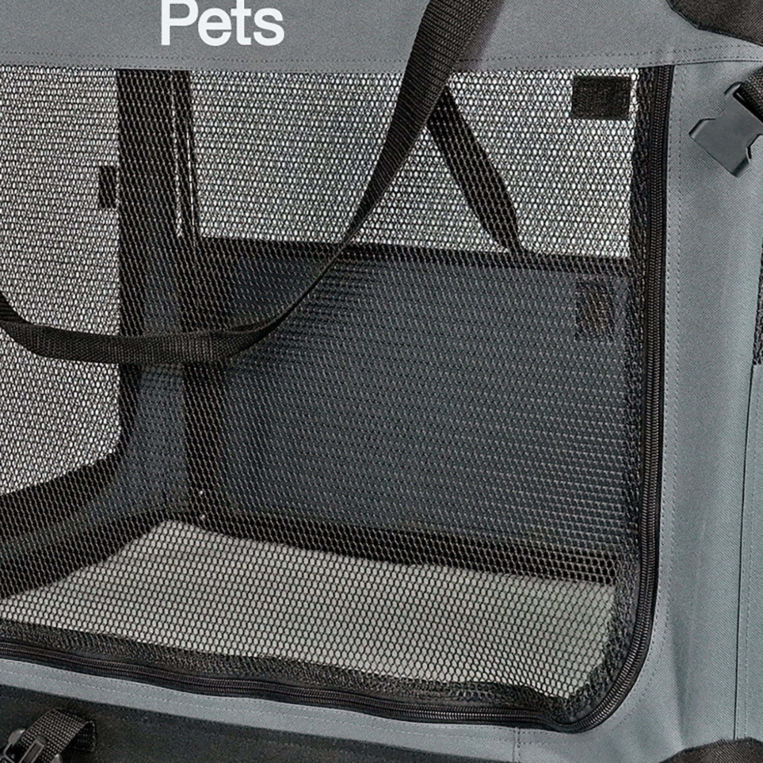 Ashfield & Harkness: Collapsible Soft Dog Crate - 36" - Gray, Sherpa Lined Mat, Durable Mesh Windows, Portable Foldable Pet Kennel, Indoor & Outdoor