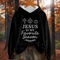 thumbnail image 2 of SwiftWear Christian Women's Hoodie with Jesus Seasonal Design, Autumn Theme Graphic Pullover, Comfortable Long Sleeve Hooded Sweatshirt for Fall Thanksgiving Casual Wear Black, 2 of 3