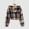 thumbnail image 2 of MORTTIC Women's Elegant Plaid Pattern Hooded Jacket, Full Zip Front Closure Lightweight Outerwear For Winter Dark Brown，S, 2 of 6