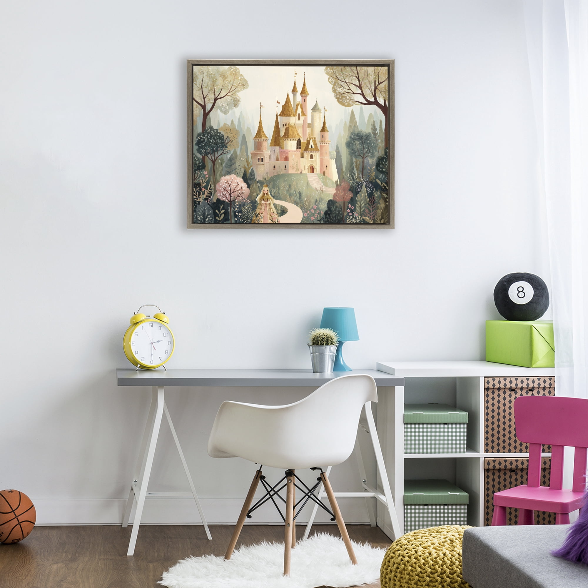 Stupell Industries Whimsical Castle Path Brown Framed Floater Canvas Wall Art, design by Christine Simpson Art