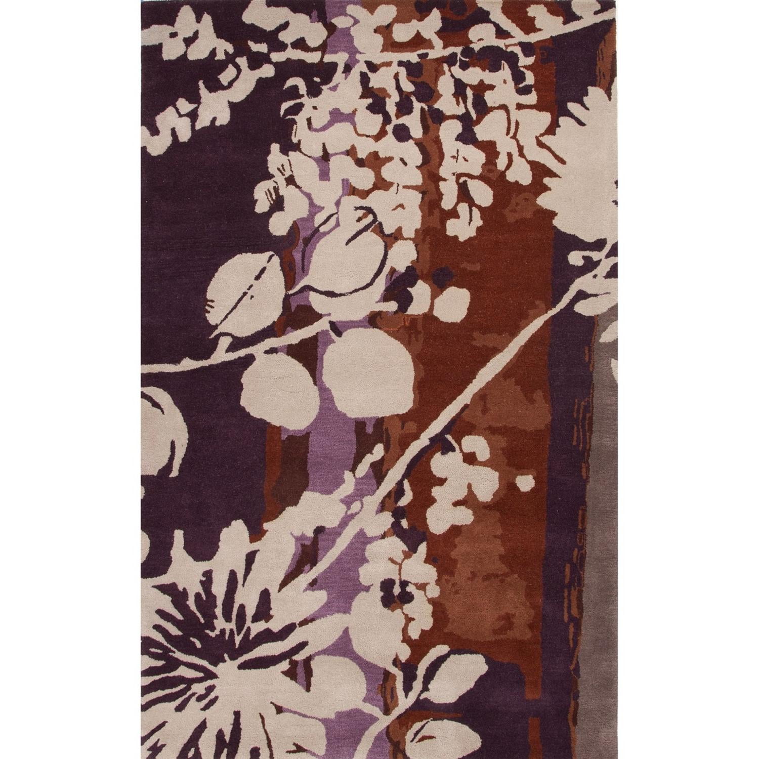 2 X 3 Eggplant Lavender Ivory And Rust Flor Hand Tufted Floral Wool Area Throw Rug Walmart Com Walmart Com