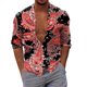 thumbnail image 1 of Camisas s Para Hombre Manga Larga Camisas estampadas informales de manga larga para otoño e invierno para hombre, blusas superiores a la (Red, XL), 1 of 5