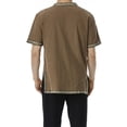 thumbnail image 4 of Short Sleeve Renaissance Top, V Neck Medieval Renaissance Tunic Top, Decorative Trim Short Sleeve Viking Peasant Cosplay Shirt for Adult Larp Halloween Party,Earth Tone Casual Historical Top, Brown M, 4 of 5