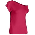 thumbnail image 7 of Ltctricy Women's T Shirts Asymmetrical Neck off One Shoulder Short Sleeve Tunic Tops Trendy Casual Tee Blouses, 7 of 7